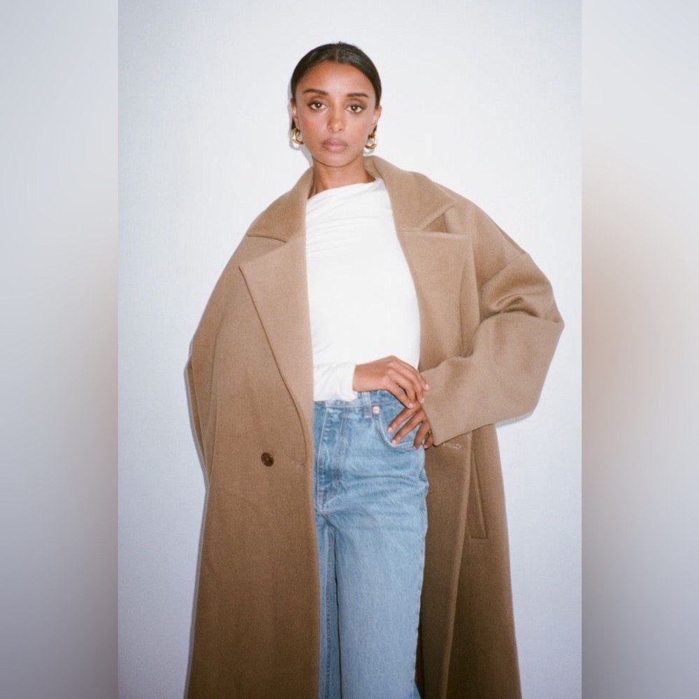 Re Ona Oversized Camel Brown Wool Coat